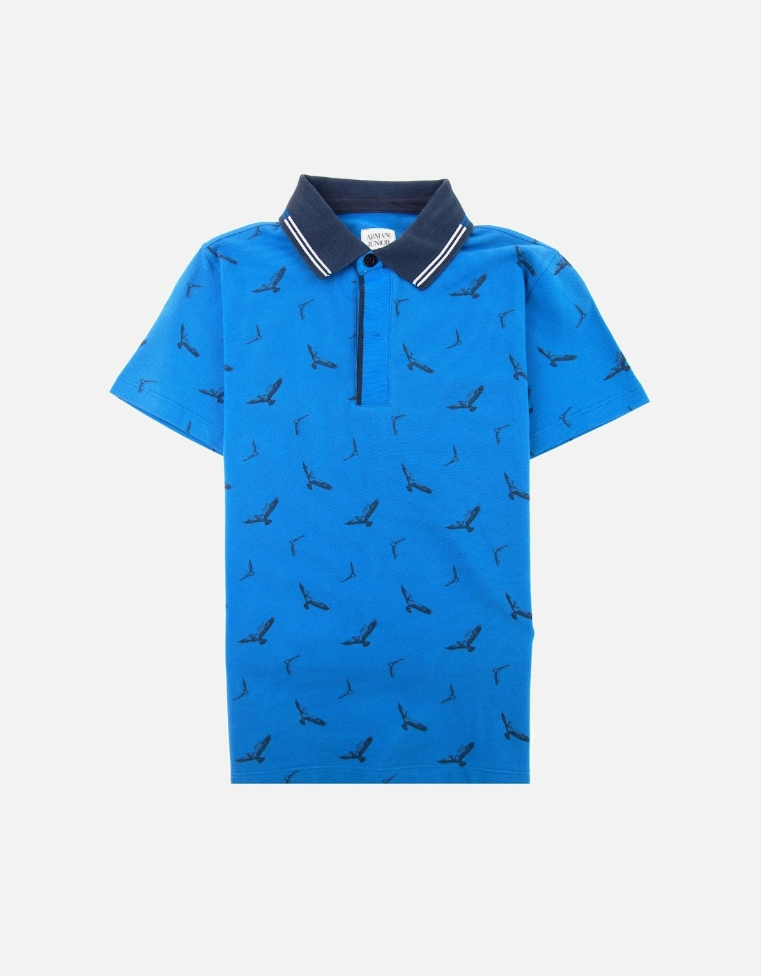 Junior All Over Eagle Print Polo Shirt Blue, 3 of 2