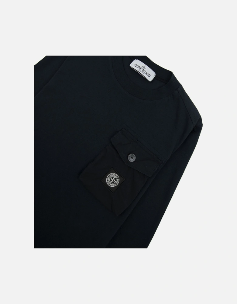 Junior 20347 Pocket Logo Long Sleeve T Shirt Navy V0020