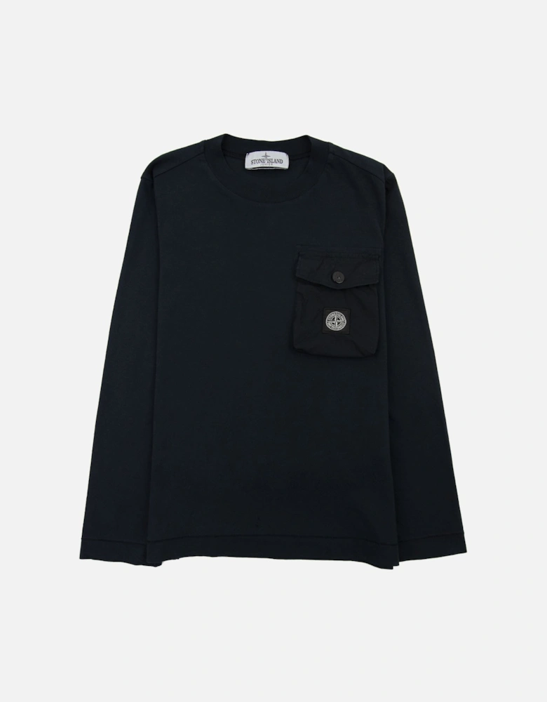 Junior 20347 Pocket Logo Long Sleeve T Shirt Navy V0020