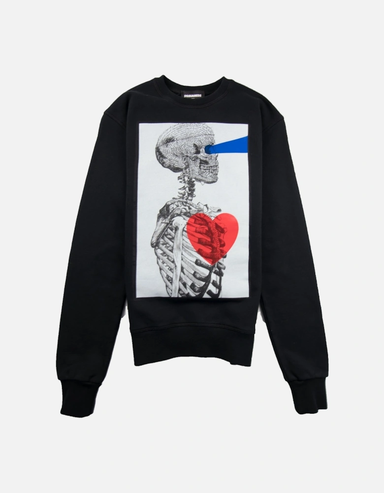 Kids X-ray Heart Print Sweatshirt Black