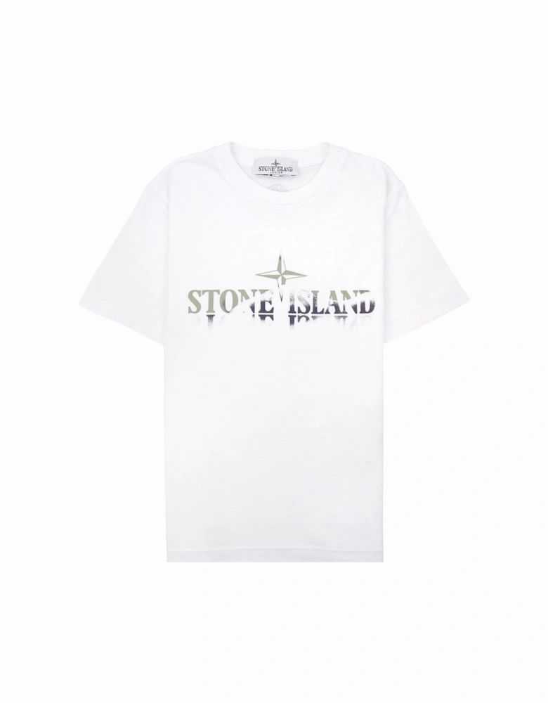 Junior 30/1 Camo Two Print Logo T Shirt White V0001