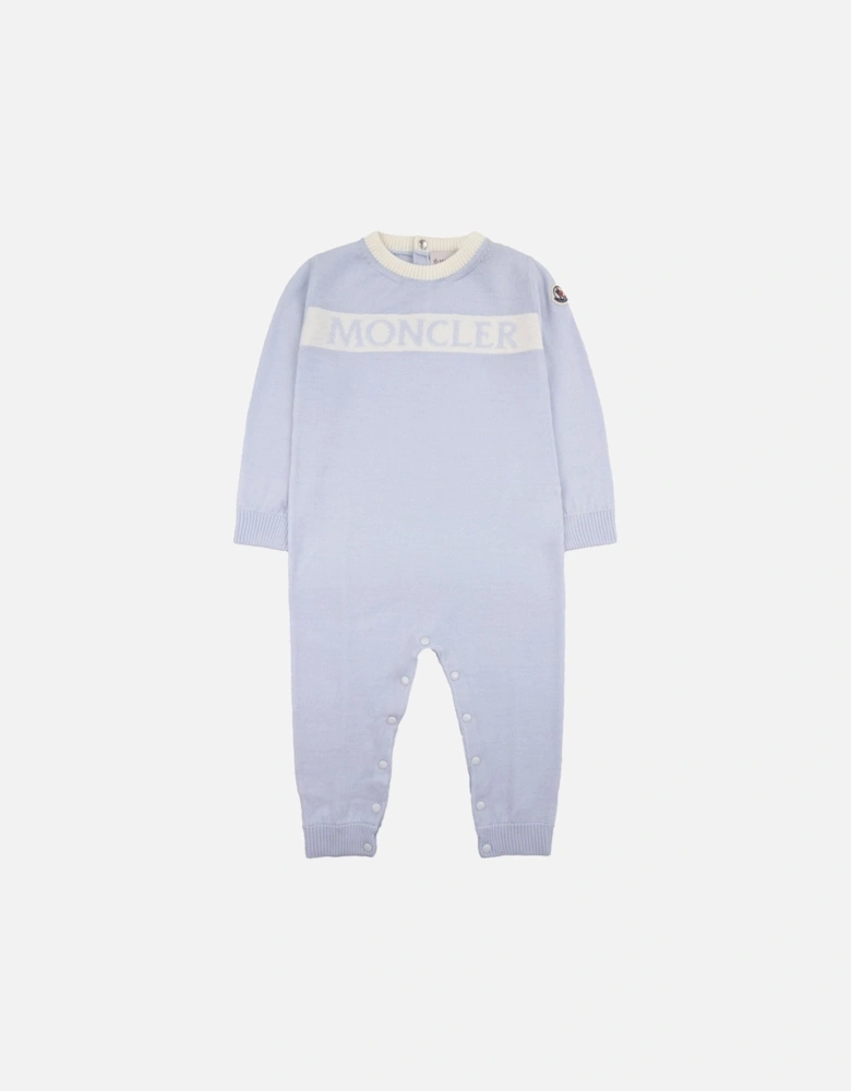 Junior Logo Wool Baby Grow Baby Blue
