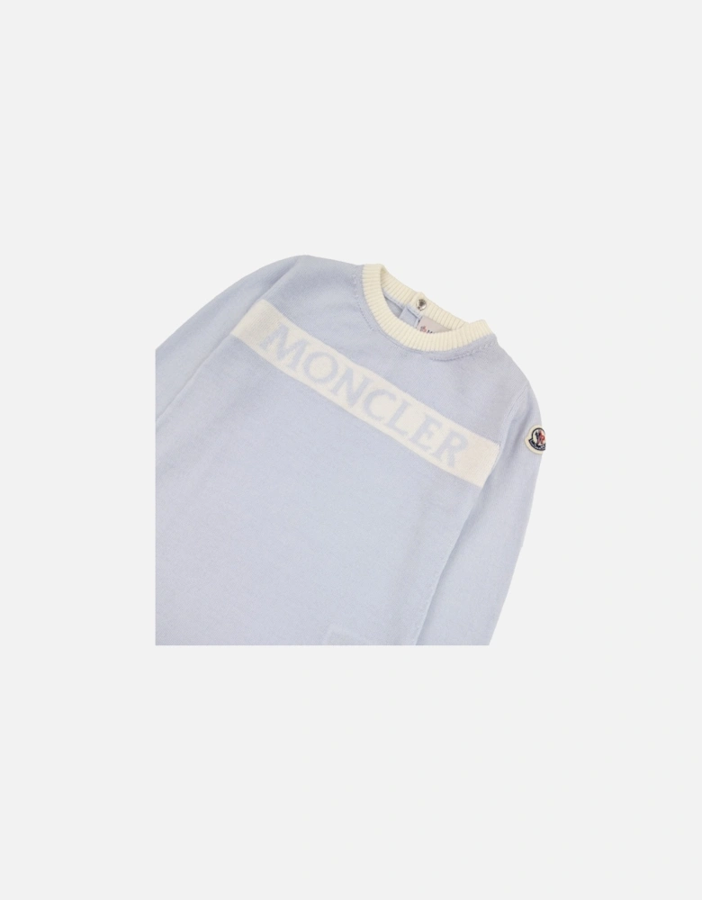 Junior Logo Wool Baby Grow Baby Blue