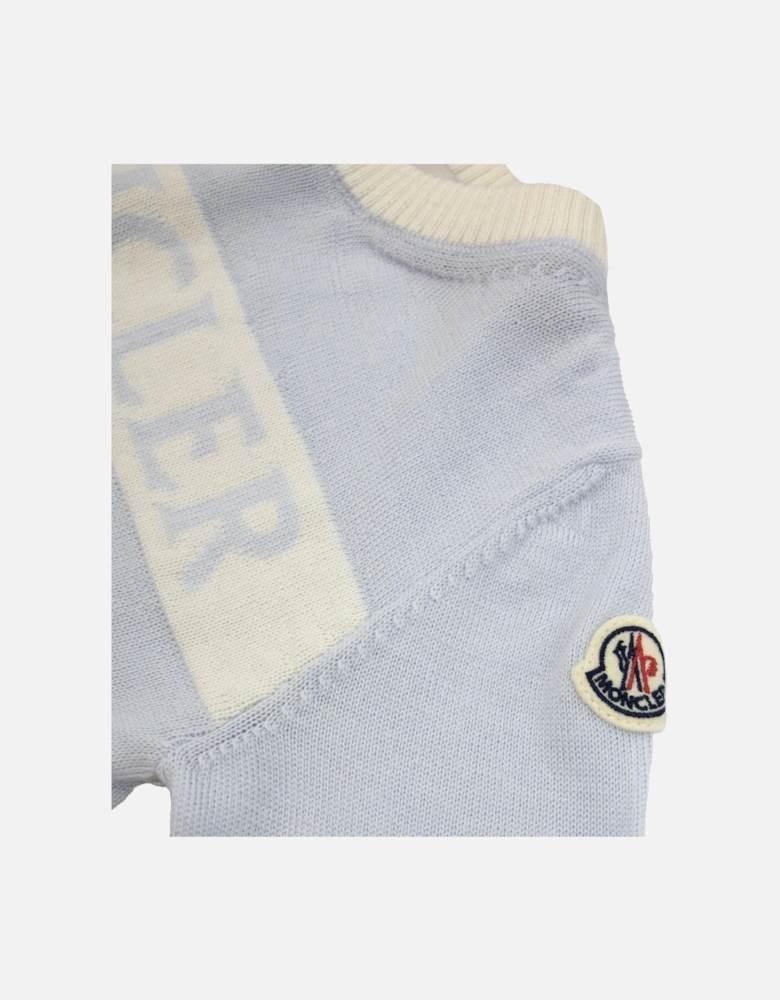 Junior Logo Wool Baby Grow Baby Blue