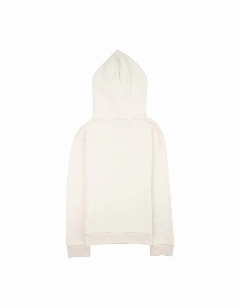 Junior Logo Print Hoodied Sweatshirt White 9112