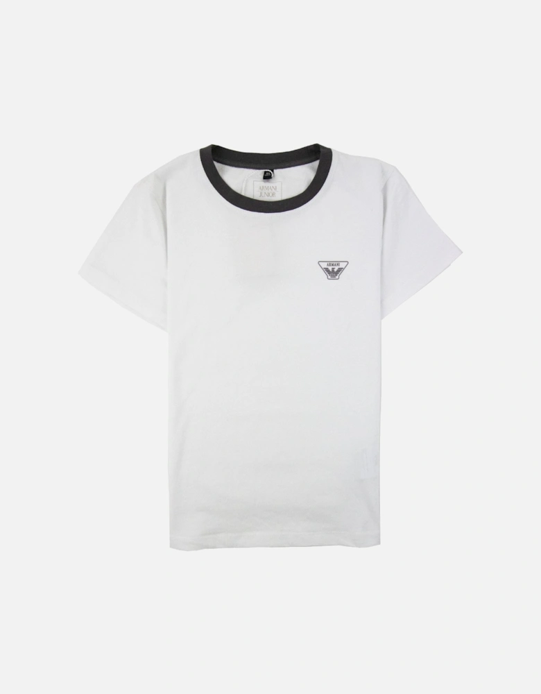 Junior Rubber Logo S/s Crew T Shirt Bianco