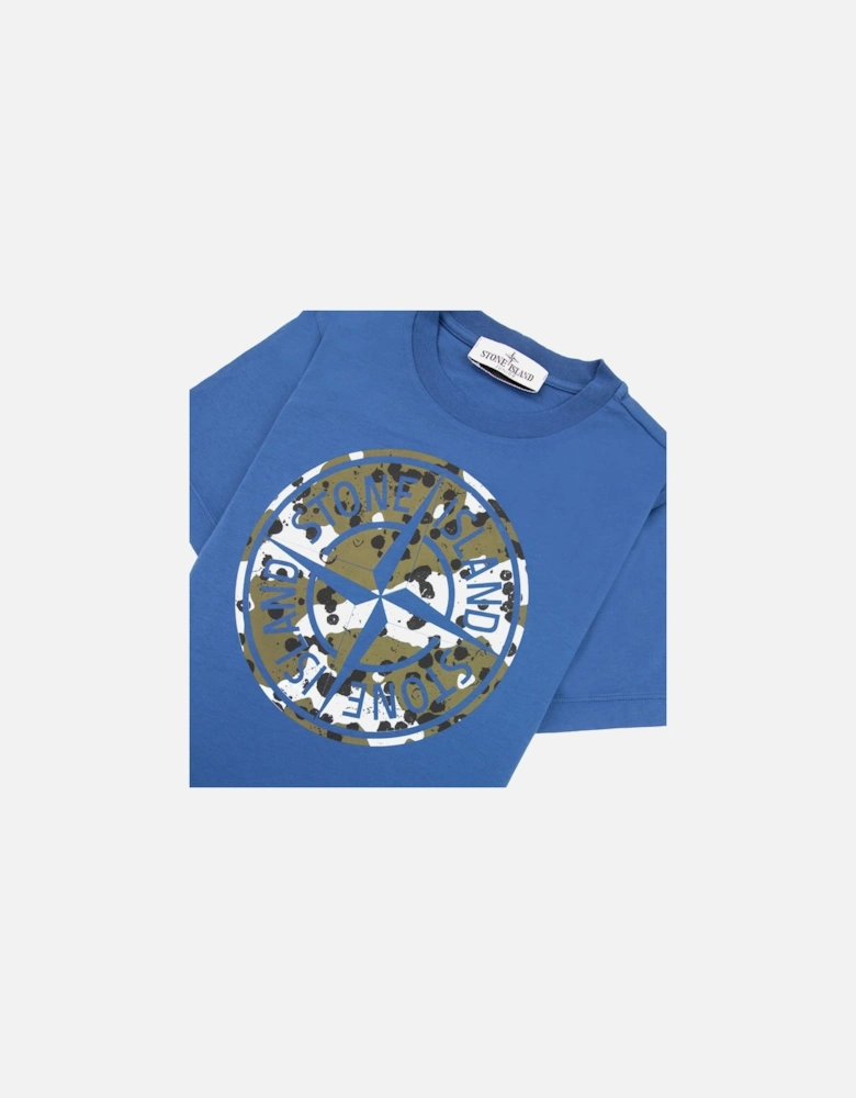 Graphic Print Logo T Shirt Blue V0022