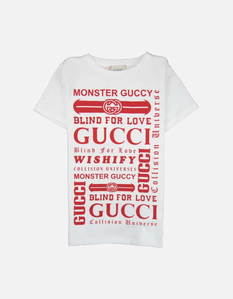 Junior Logomania Print T-Shirt Cream/Red 9250