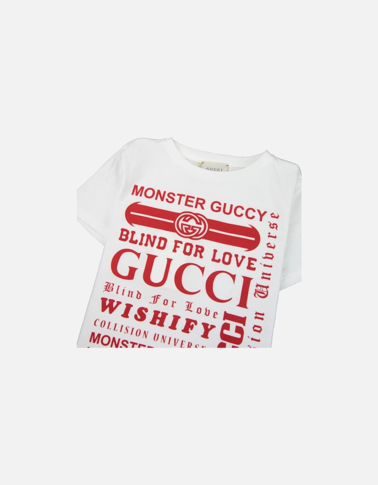 Junior Logomania Print T-Shirt Cream/Red 9250