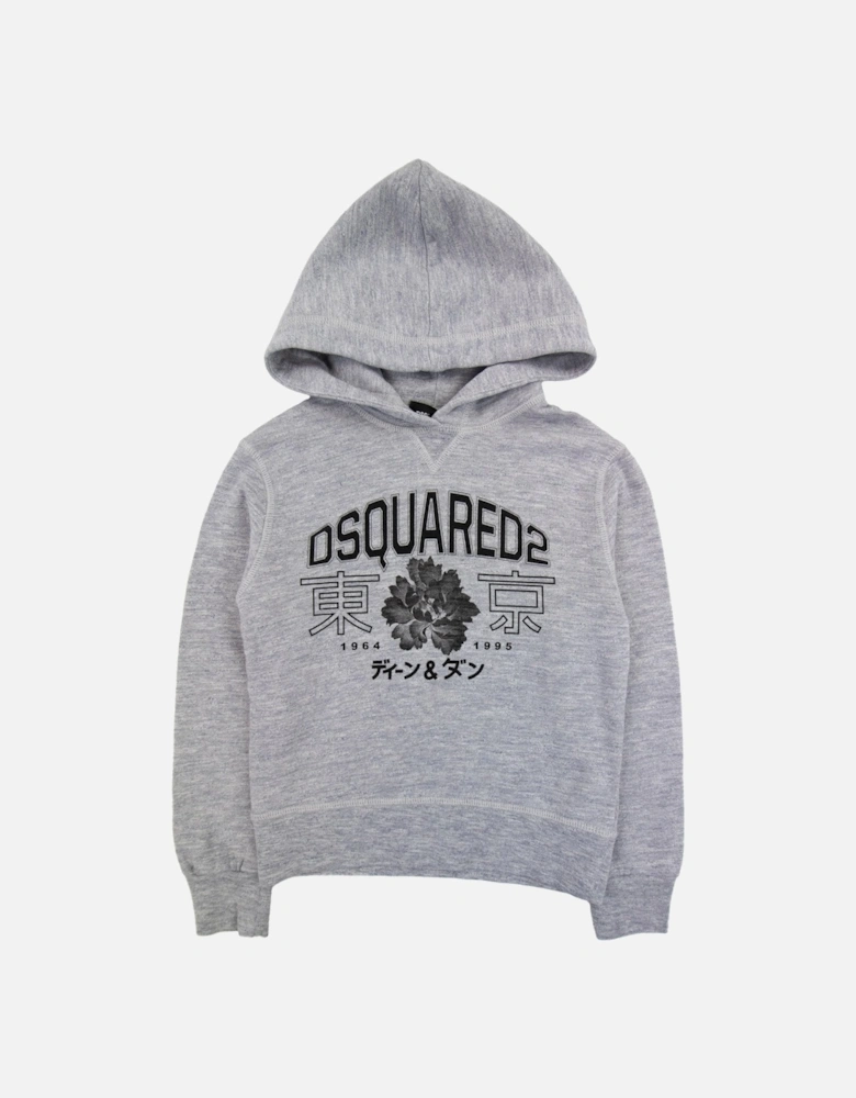 Kids Logo Print Hoodied Sweatshirt Grey