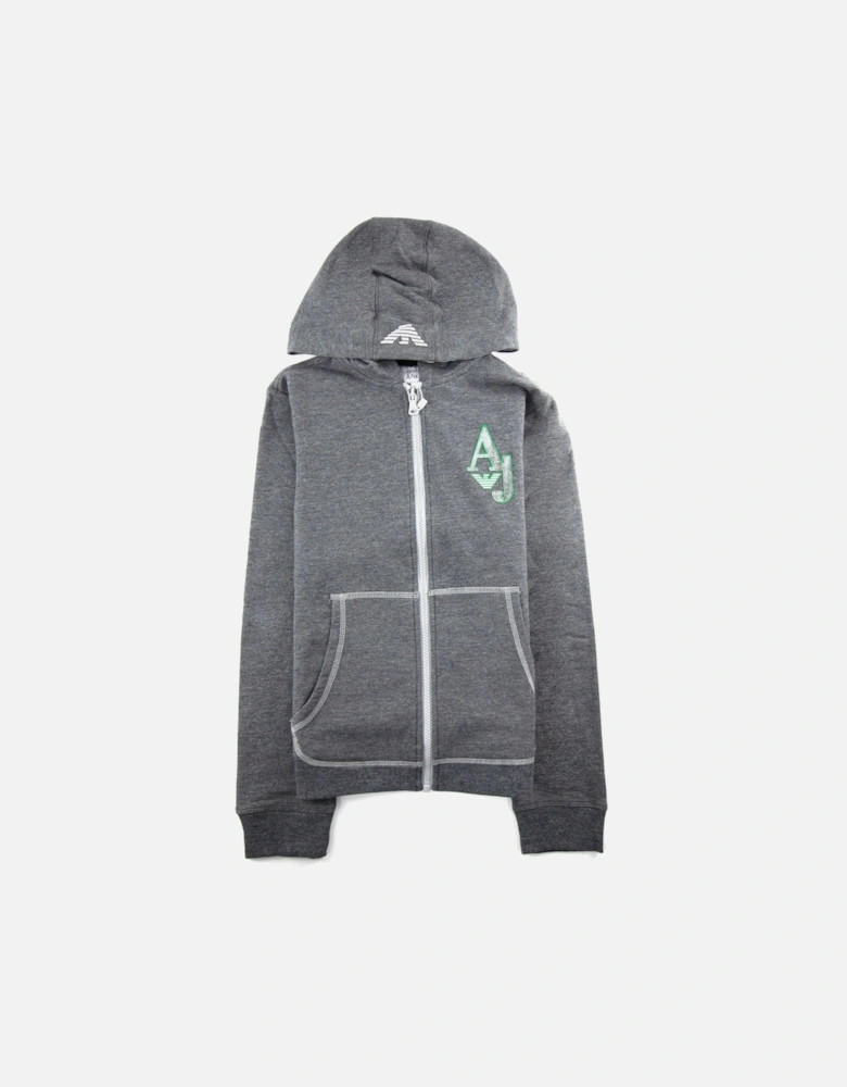 Junior Aj Logo Zip Up Hoody Dark Grey
