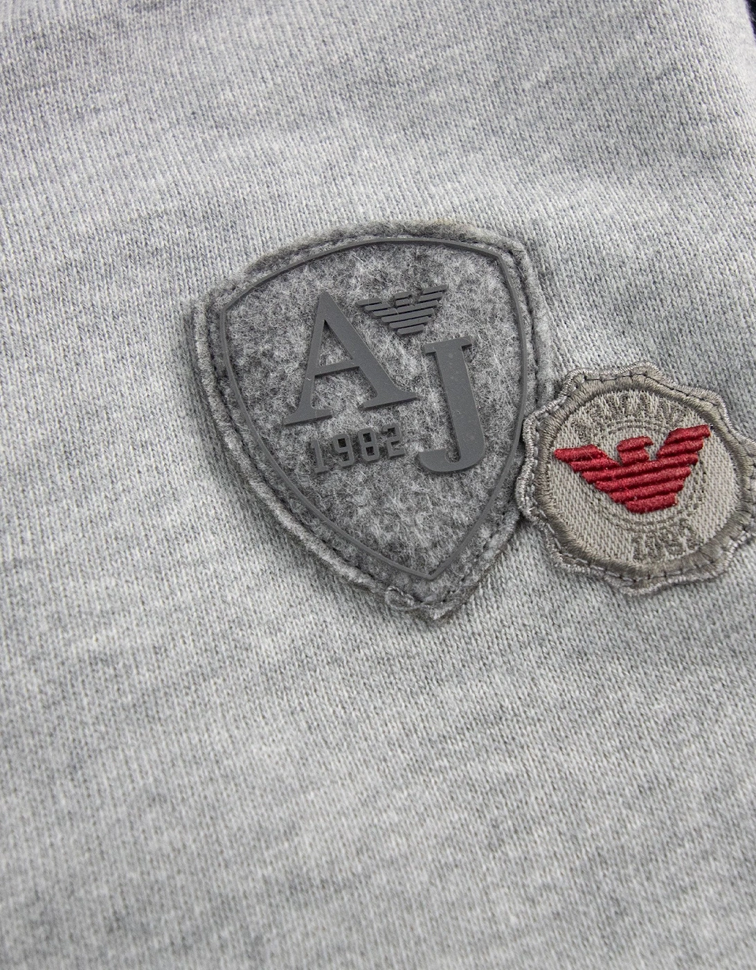 Junior Embossed Logo Hoodied Bomber Jacket Grey