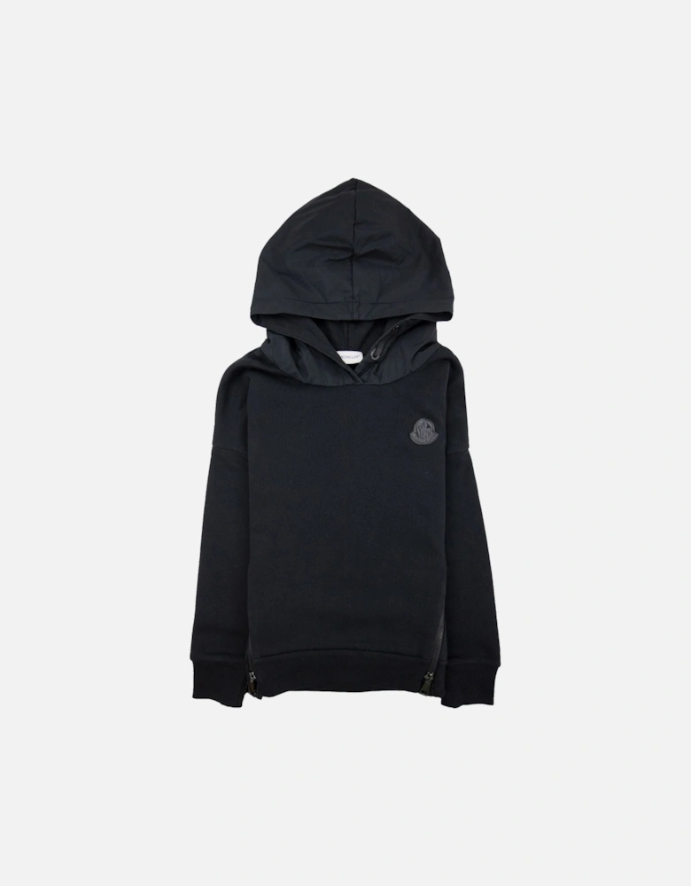 Junior Front Zip Logo Hoodied Sweatshirt Black 999