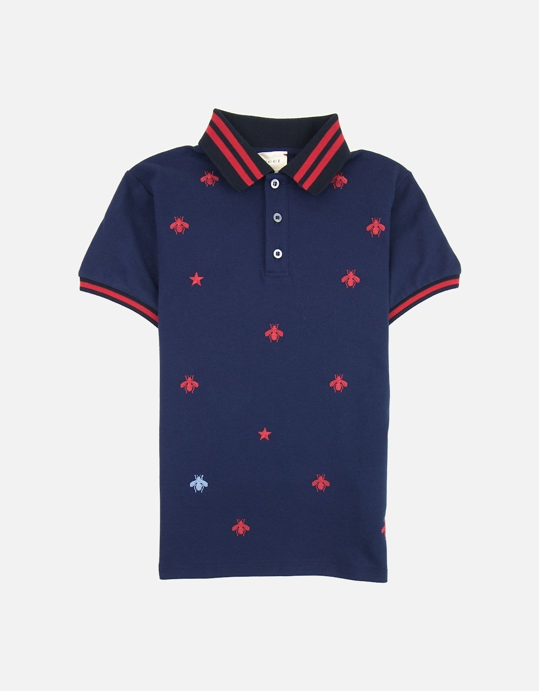 Junior Bees And Stars Polo Shirt Navy 4585, 3 of 2