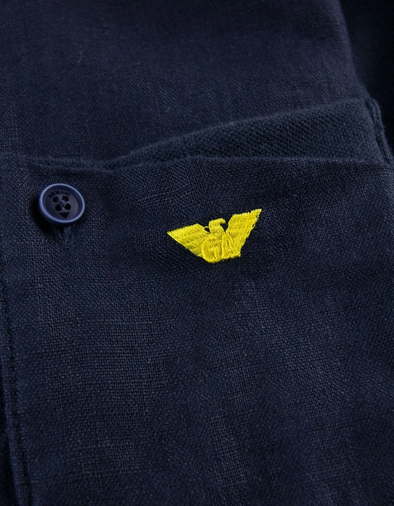 Junior Front Pocket Eagle Logo S/s Polo Navy