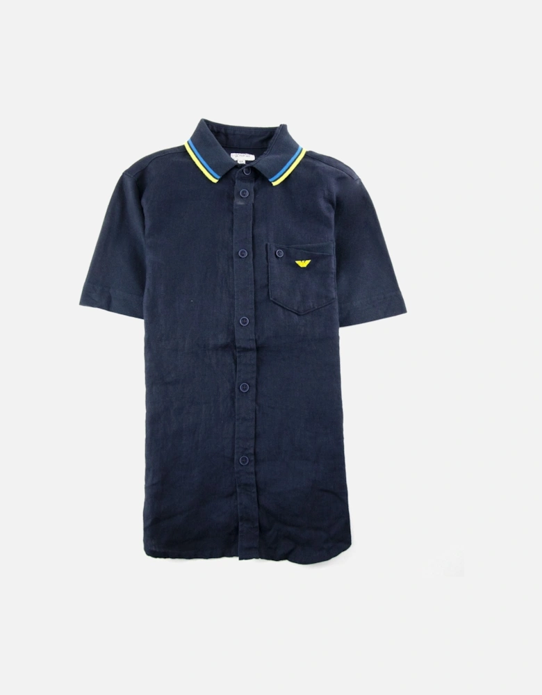 Junior Front Pocket Eagle Logo S/s Polo Navy