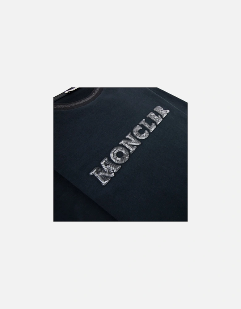 Junior Sequin Logo Long Sleeve T Shirt Black 999