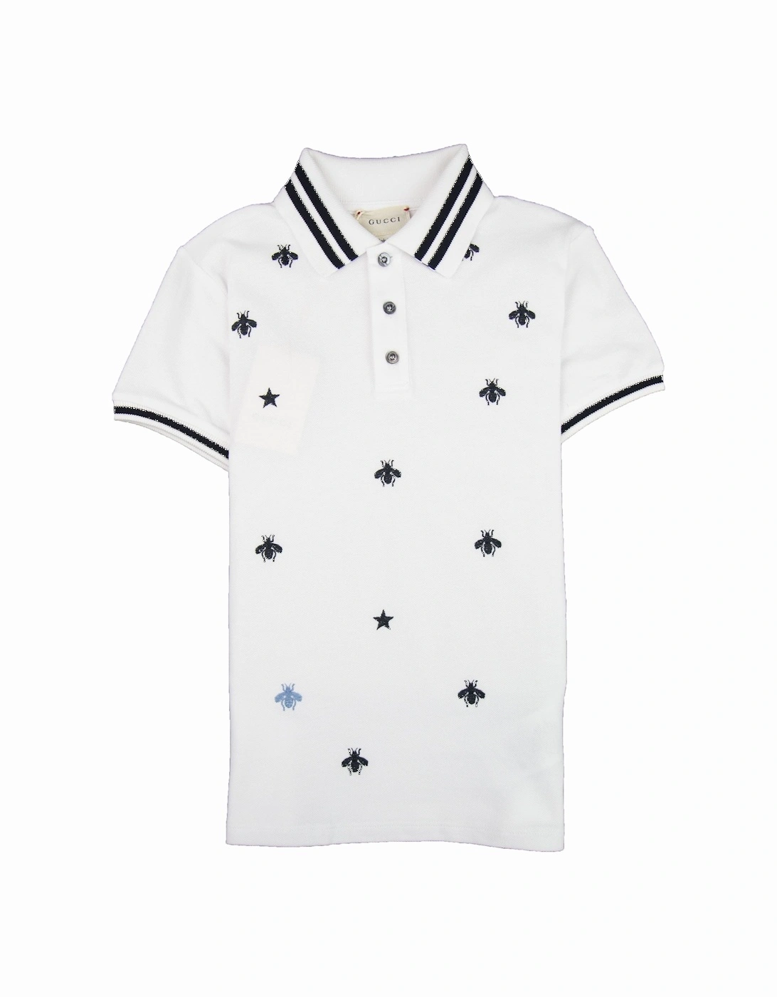Junior Bees And Stars Polo Shirt White 9061, 3 of 2