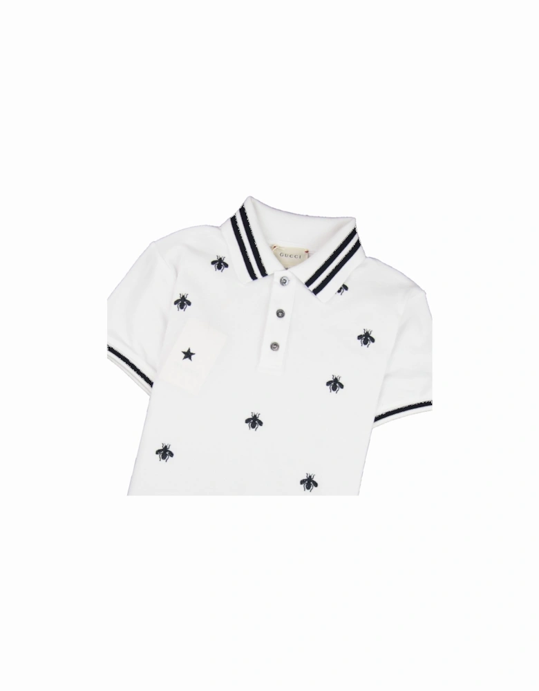 Junior Bees And Stars Polo Shirt White 9061