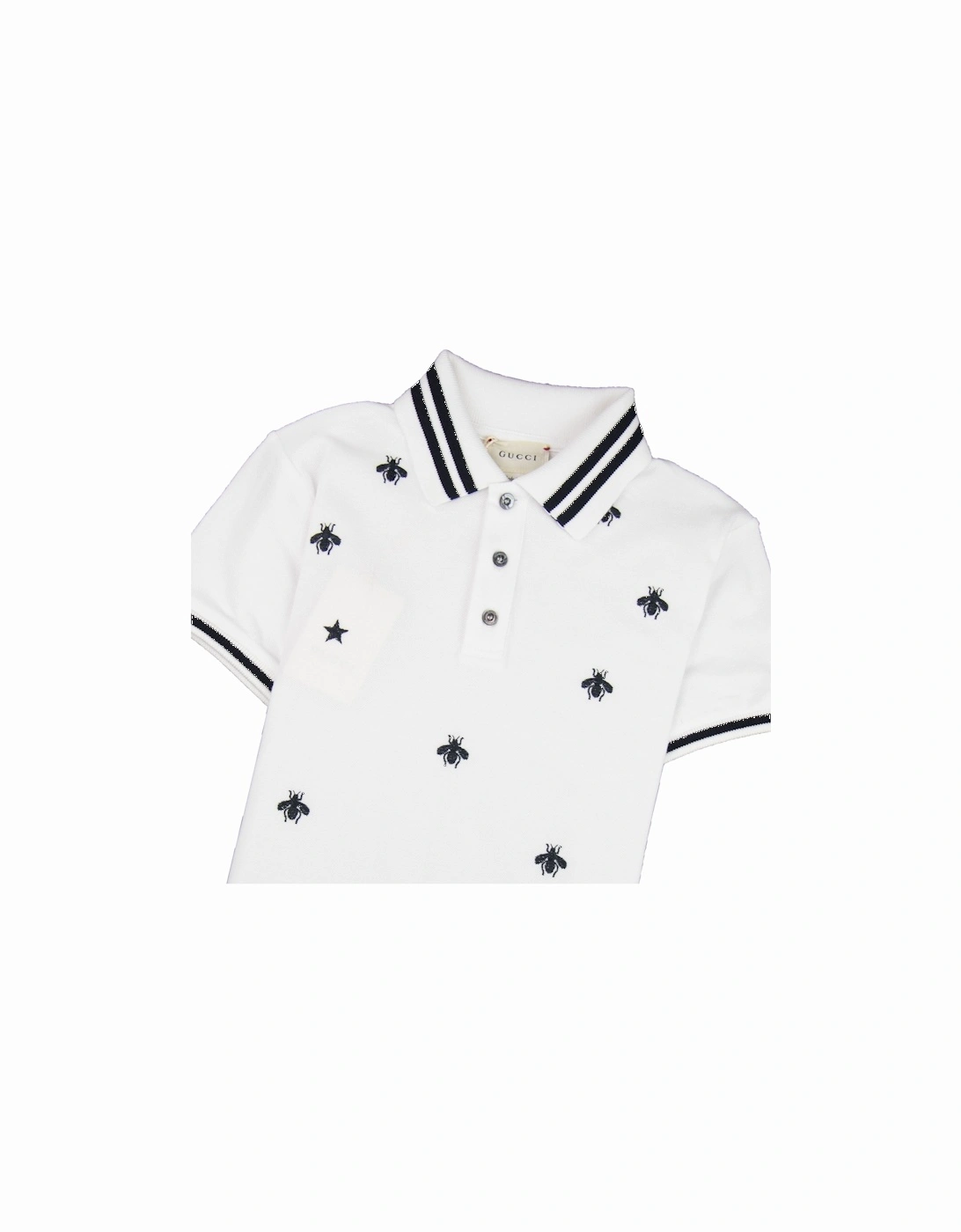 Junior Bees And Stars Polo Shirt White 9061