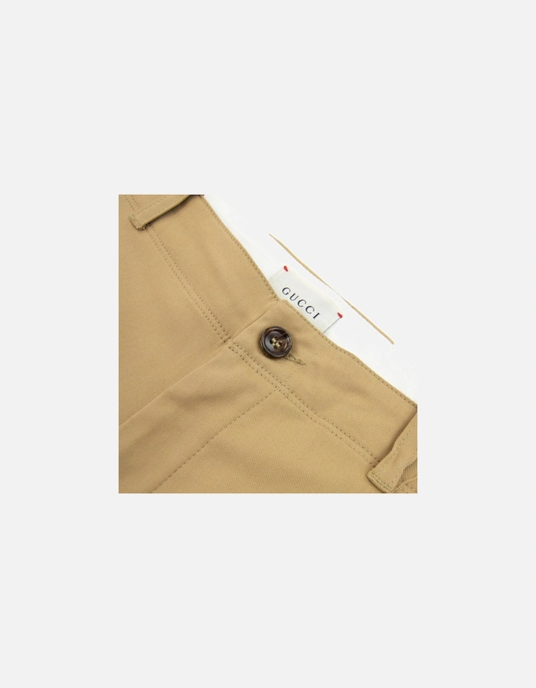 Junior Embroidered Logo Chino Shorts Beige