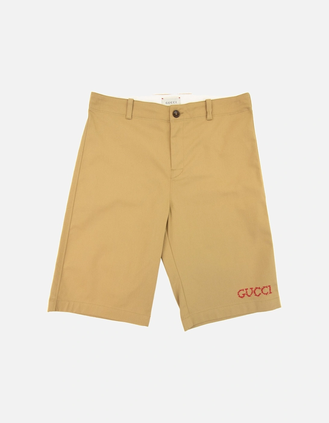 Junior Embroidered Logo Chino Shorts Beige, 6 of 5