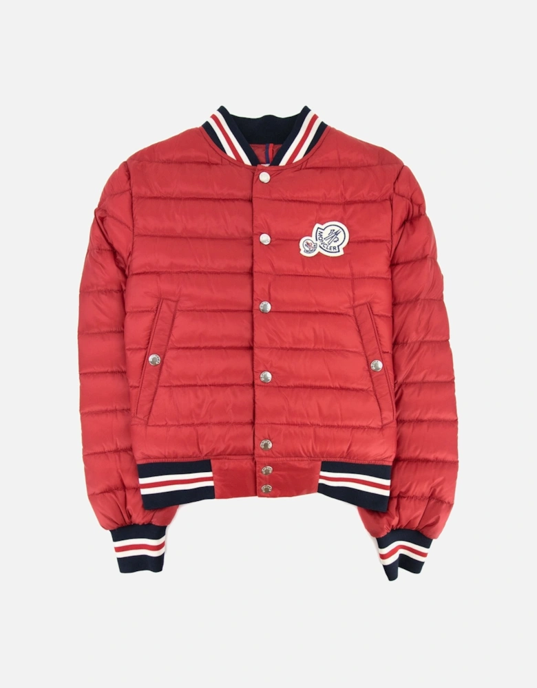 Junior Corbiac Embossed Logo Bomber Jacket Red