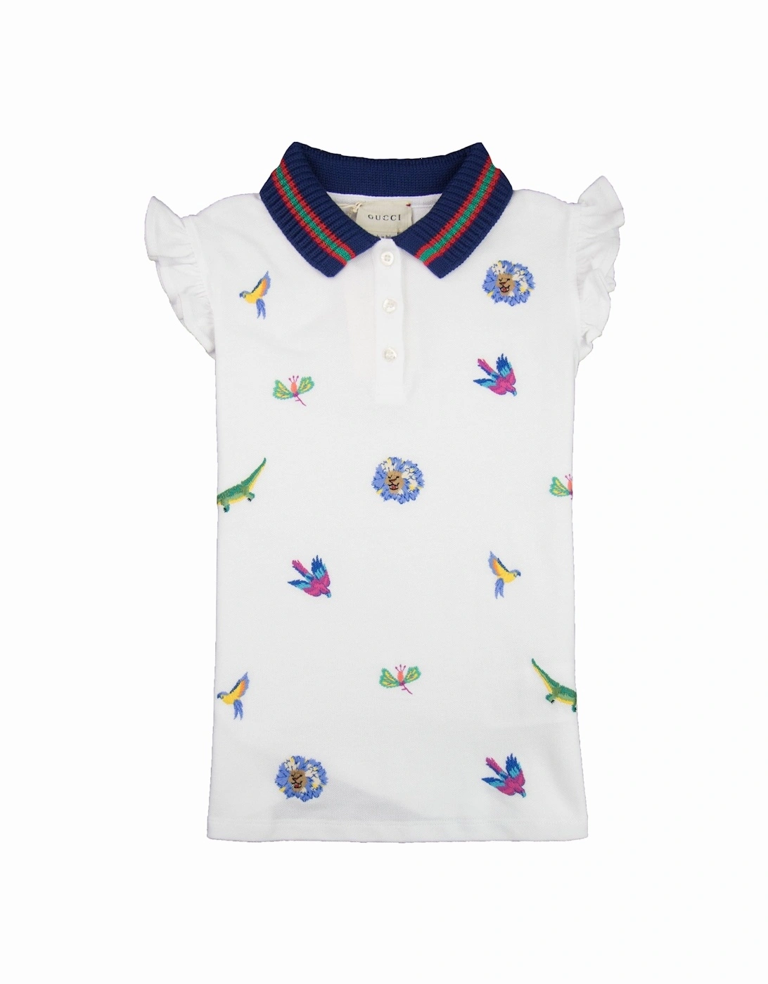Junior Embroidered Frill Sleeve Polo Shirt White 9061, 3 of 2