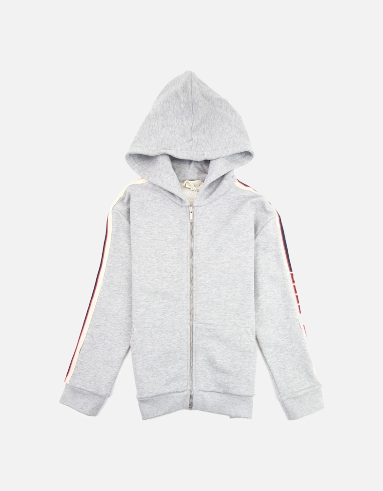 Junior Stripe Zip Up Hoody Grey 1143