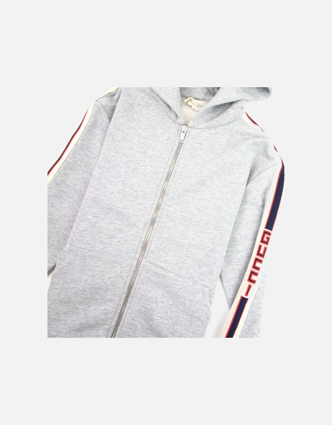 Junior Stripe Zip Up Hoody Grey 1143