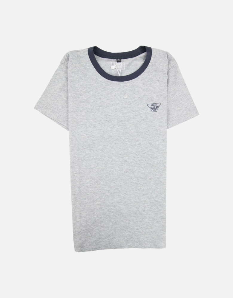 Junior Rubber Logo S/s Crew T Shirt Melange Grigio