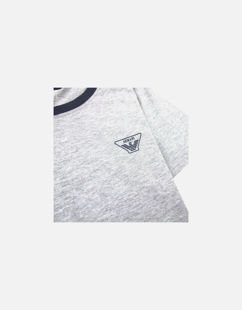 Junior Rubber Logo S/s Crew T Shirt Melange Grigio