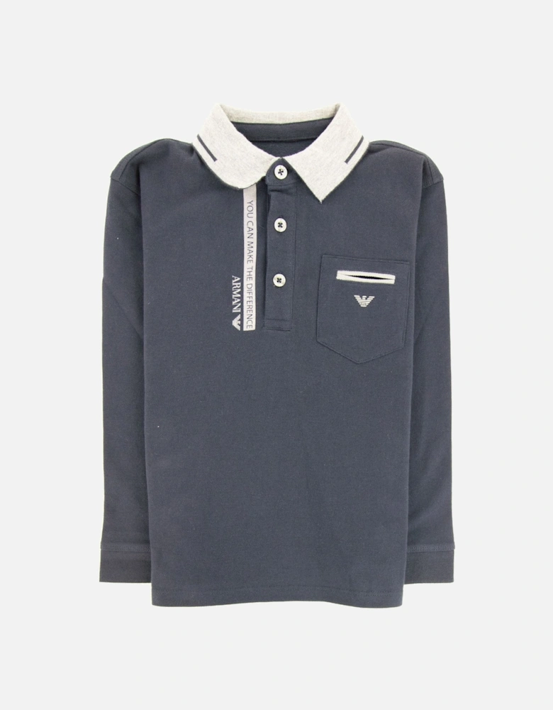 Junior Eagle Logo L/s Polo Shirt Navy