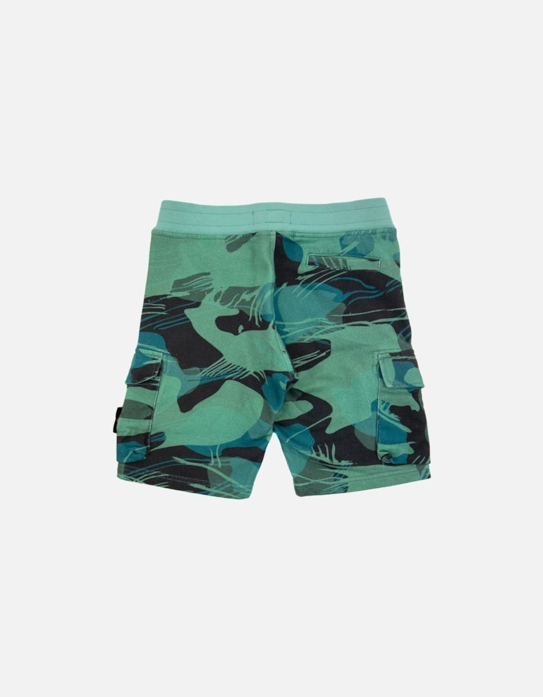 Junior 62420 Jungle Camo Cargo Sweat Shorts Emerald Green V0056