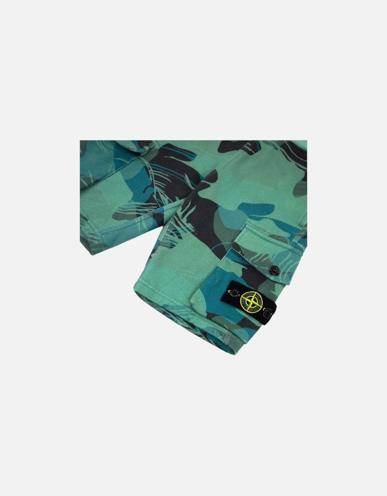 Junior 62420 Jungle Camo Cargo Sweat Shorts Emerald Green V0056