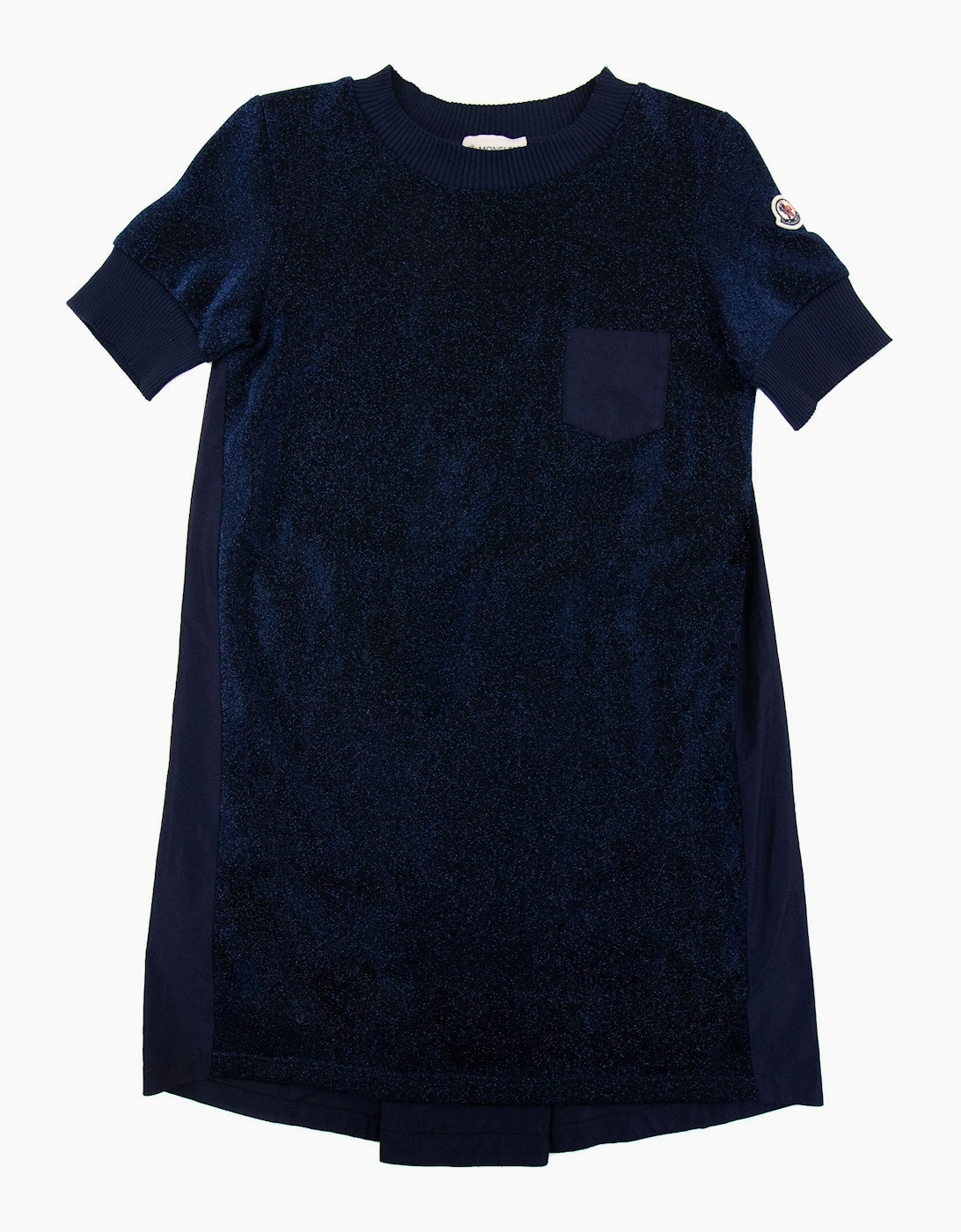 Girl's Moncler Junior Abito Shiny Dress Navy - Size: 14 years