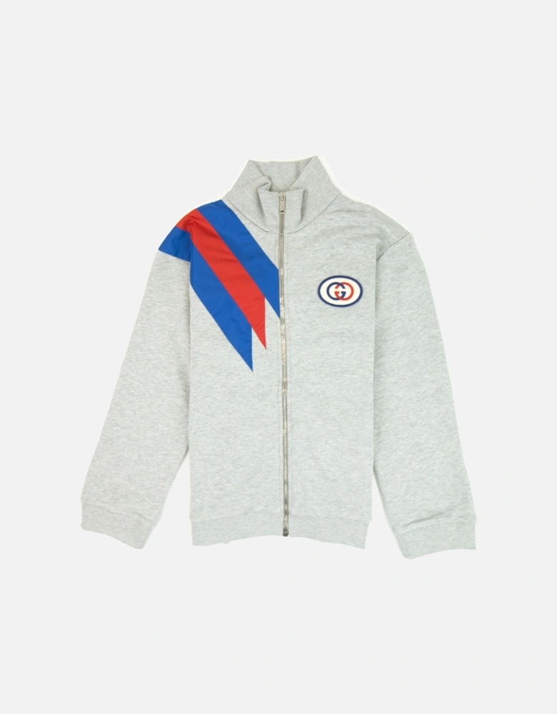 Junior Funnel Neck 3 Stripe Jacket Grey