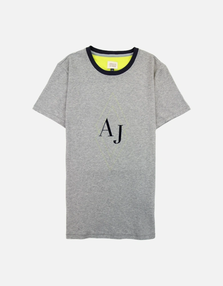 Junior Aj Logo Crewneck T Shirt Grey Melange