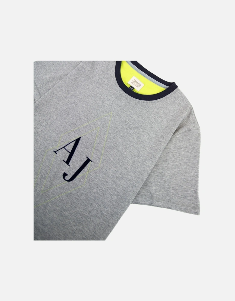 Junior Aj Logo Crewneck T Shirt Grey Melange