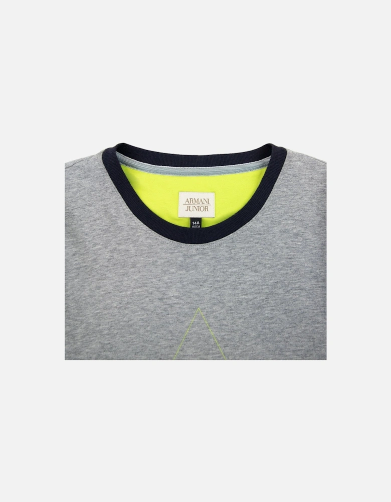 Junior Aj Logo Crewneck T Shirt Grey Melange