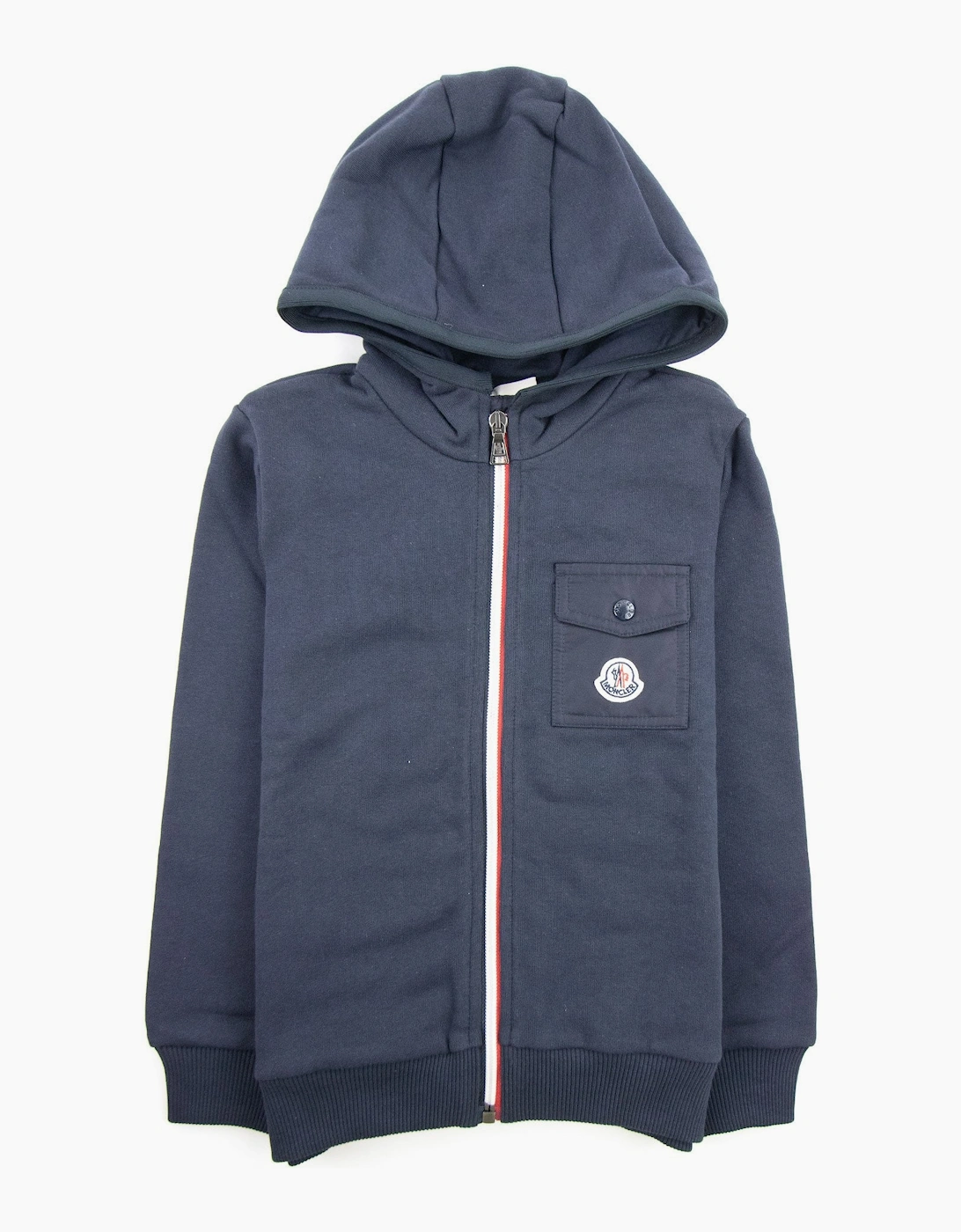 Moncler Junior Maglia Logo Zip Up Sweatshirt Navy 742 - Size: 10Y