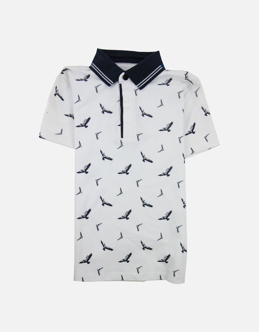 Junior All Over Eagle Print Polo Shirt White, 3 of 2