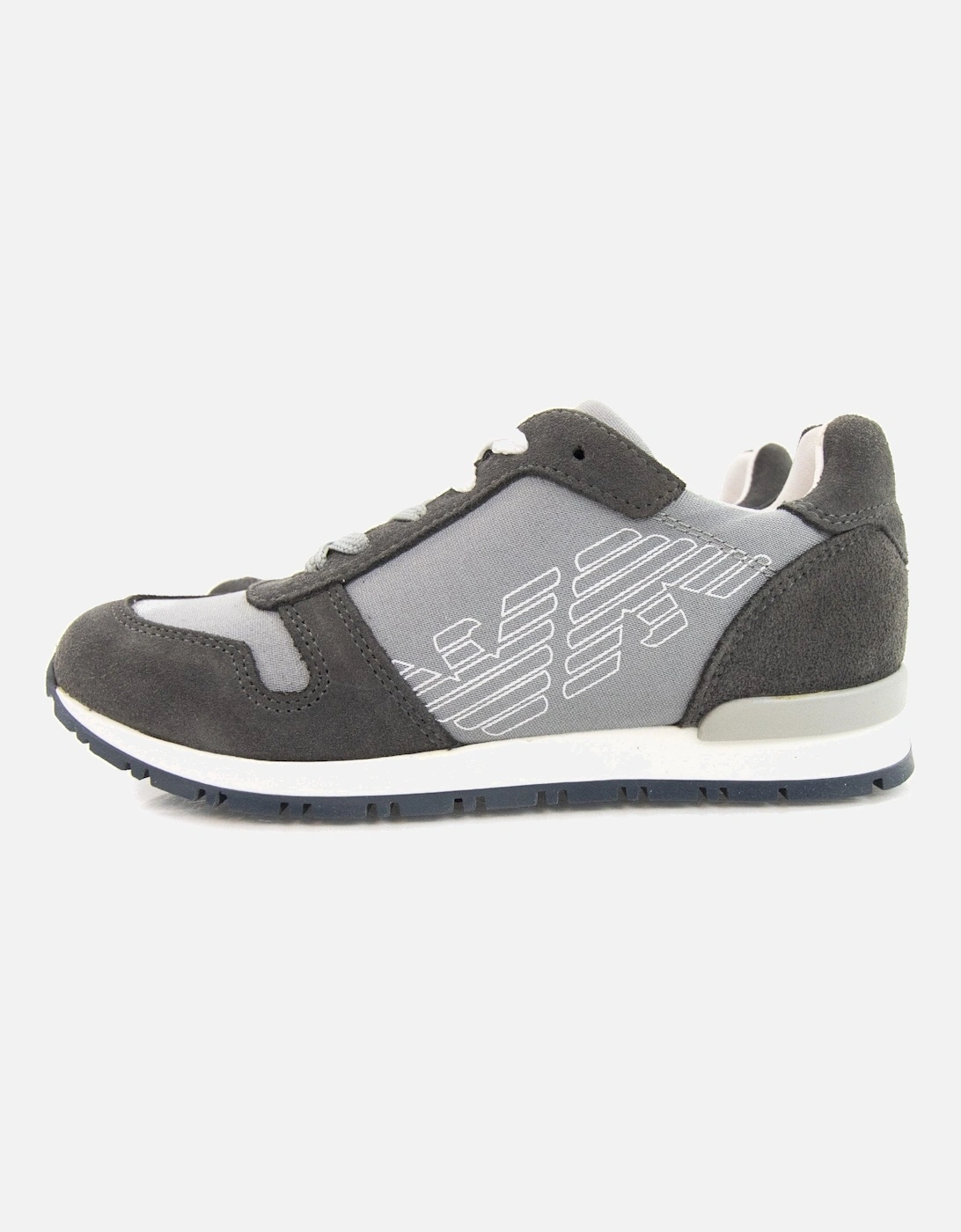 Junior Eagle Logo Leather Sneakers Grigio Grey, 5 of 4