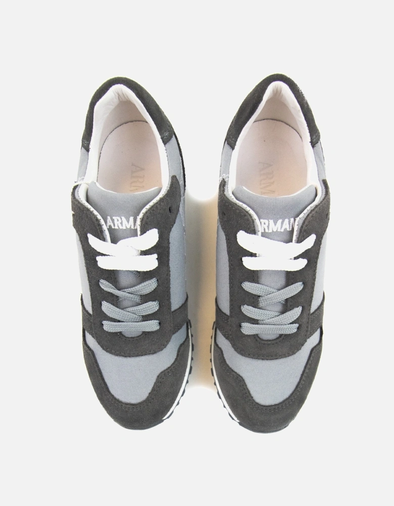 Junior Eagle Logo Leather Sneakers Grigio Grey