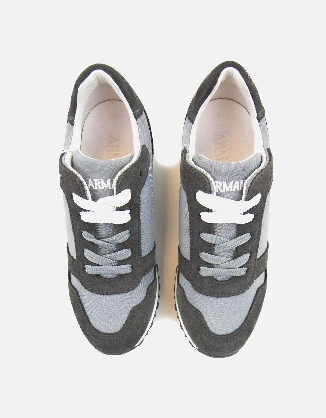 Junior Eagle Logo Leather Sneakers Grigio Grey