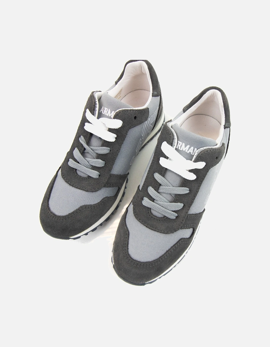 Junior Eagle Logo Leather Sneakers Grigio Grey