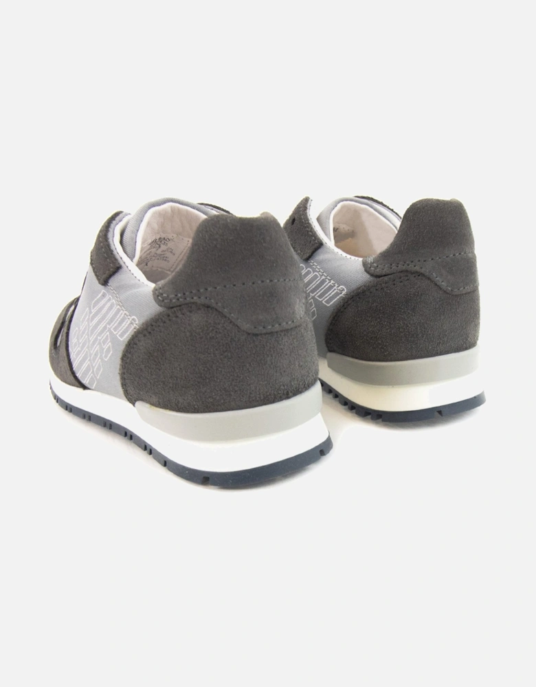 Junior Eagle Logo Leather Sneakers Grigio Grey