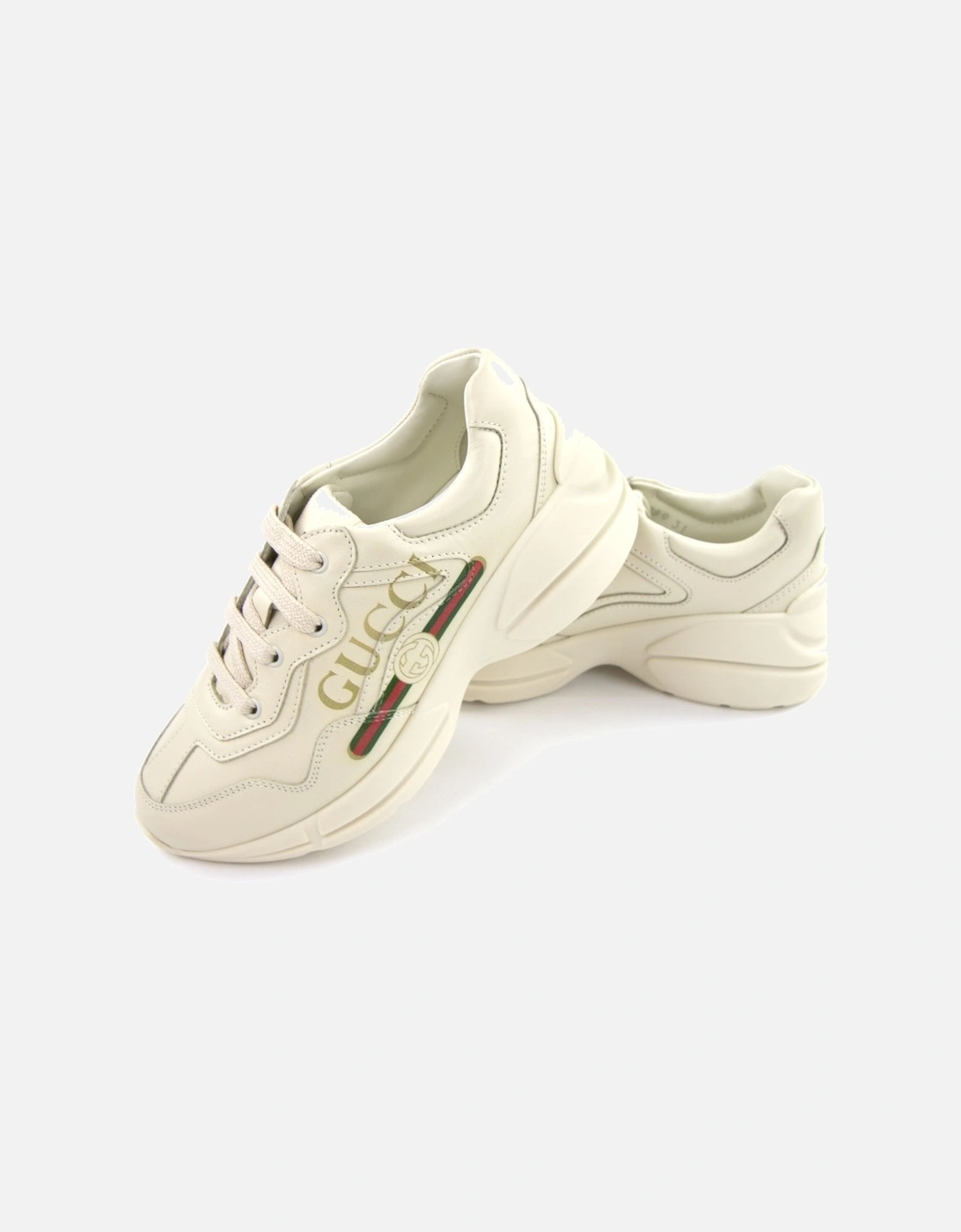 Junior Rhyton Logo Leather Sneaker Ivory