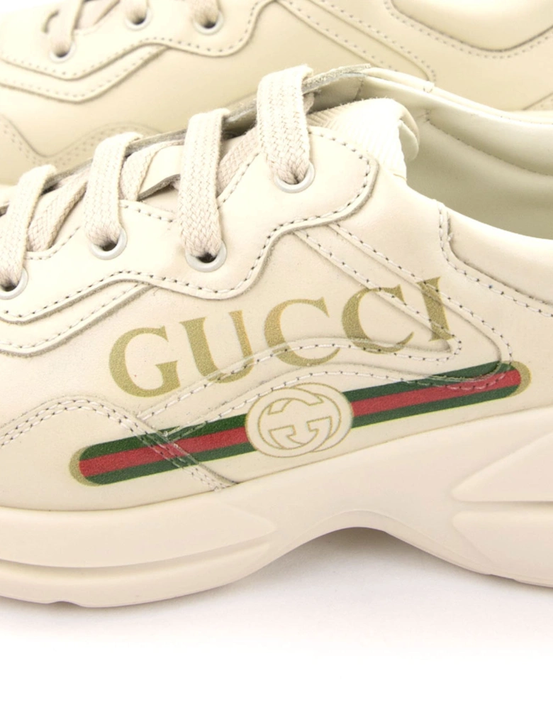 Junior Rhyton Logo Leather Sneaker Ivory