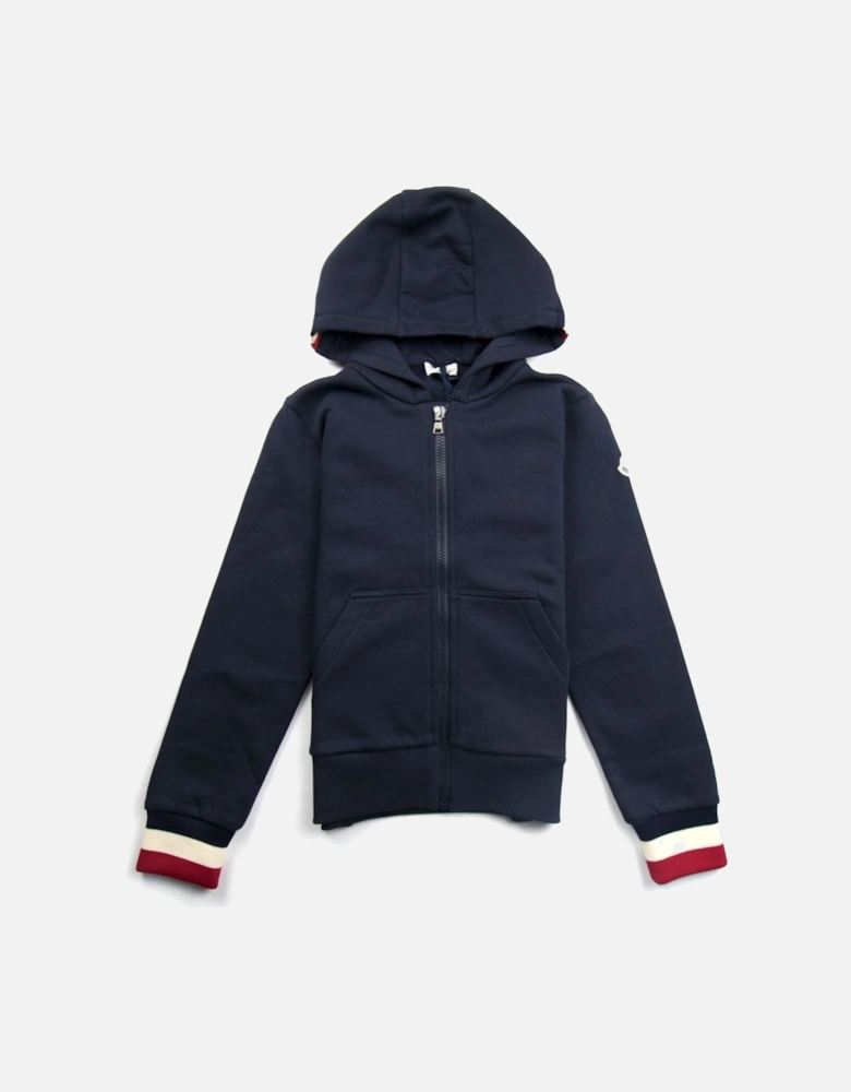 Junior Striped Hood Zip Up Jacket Navy